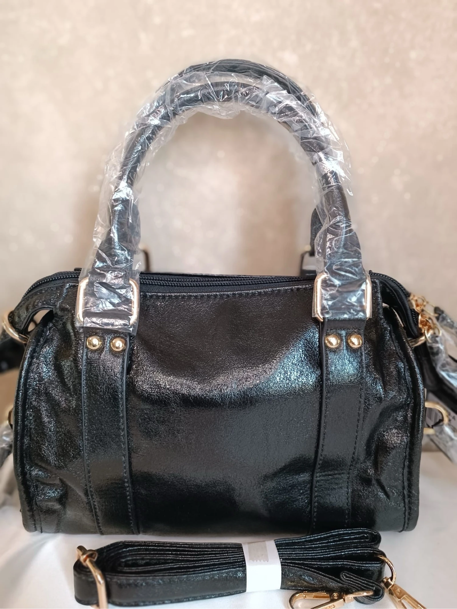Bolsa de mão pequeno formato preto brilhante – photo 2